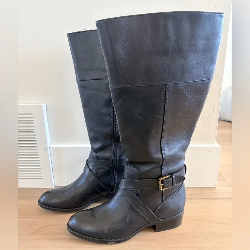Lauren Ralph Lauren Maryann Black Leather Riding Boots